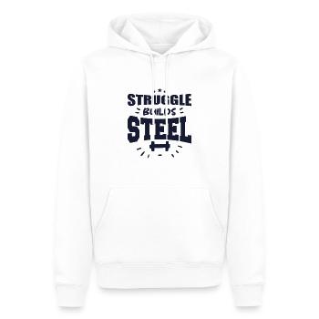 Struggle Builds Steel Motivational & Inspirational - Sweat à capuche Premium bio Homme - blanc - Devant - Nico (187cm)