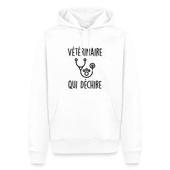 Vétérinaire Qui Déchire - Sweat à capuche Premium bio Homme - blanc - Devant - Nico (187cm)