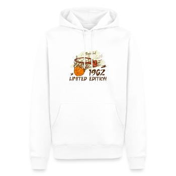 1962 Édition Limitée Basket-ball Anniversaire 1962 - Sweat à capuche Premium bio Homme - blanc - Devant - Nico (187cm)