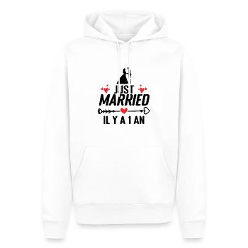Baumwolle Hochzeitsgeschenk Hochzeitstag 1 Jahr - Männer Premium Bio Hoodie - Weiß - Vorne - Nico (187cm)