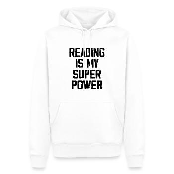 Reading Is My Super Power - Sweat à capuche Premium bio Homme - blanc - Devant - Nico (187cm)