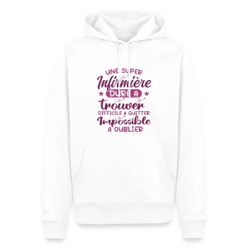 Une Super Infirmière Cadeau Femme Humour - Sweat à capuche Premium bio Homme - blanc - Devant - Nico (187cm)
