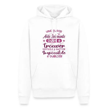 Aide Soignante Aides Soignants - Sweat à capuche Premium bio Homme - blanc - Devant - Nico (187cm)
