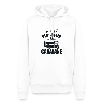 Camping Humour La Vie Est Plus Belle En Caravane - Sweat à capuche Premium bio Homme - blanc - Devant - Nico (187cm)