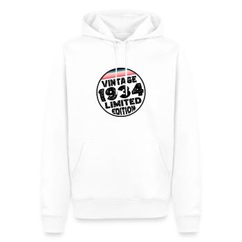 Cadeau d’anniversaire en édition limitée depuis 1934 - Sweat à capuche Premium bio Homme - blanc - Devant - Nico (187cm)