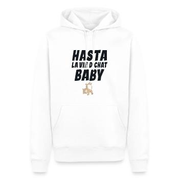 Chat - Amoureux des Chats - Chat Humour - Sweat à capuche Premium bio Homme - blanc - Devant - Nico (187cm)