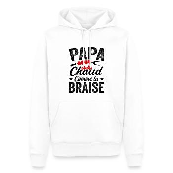 Papa Chaud Comme La Braise, Cadeau Humour Barbecue - Sweat à capuche Premium bio Homme - blanc - Devant - Nico (187cm)