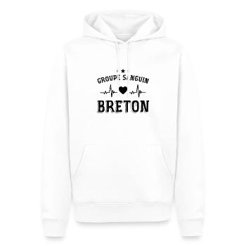 Bretagne, Bretagne humour, je suis Breton - Sweat à capuche Premium bio Homme - blanc - Devant - Nico (187cm)