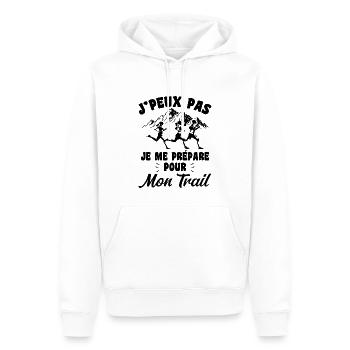 Je Peux Pas Je Me Prépare Pour Mon Trail - Sweat à capuche Premium bio Homme - blanc - Devant - Nico (187cm)