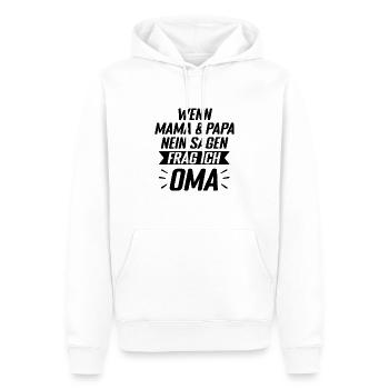 Wenn Mama und Papa Nein sagen, frag ich Oma Enkeln - Männer Premium Bio Hoodie - Weiß - Vorne - Nico (187cm)