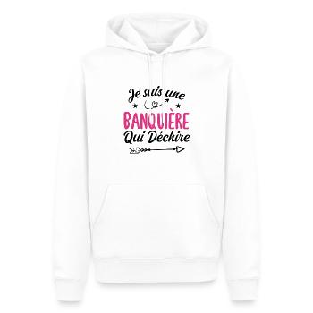 Je Suis Une Banquière Qui Déchire - Sweat à capuche Premium bio Homme - blanc - Devant - Nico (187cm)