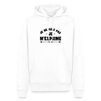 Je ne râle pas je m'exprime humour râleur râleuse - Sweat à capuche Premium bio Homme - blanc - Devant - Nico (187cm)