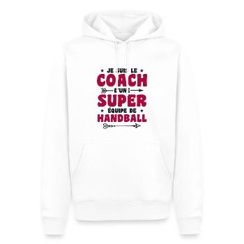 Je Suis Le Coach D'une Super Équipe De Handball - Sweat à capuche Premium bio Homme - blanc - Devant - Nico (187cm)