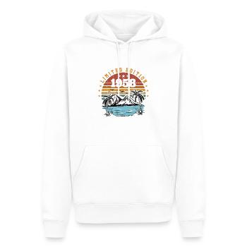 1958 Vintage Retro Jubiläumsgeschenk Geboren 1958 - Männer Premium Bio Hoodie - Weiß - Vorne - Nico (187cm)