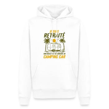 Je Suis Un Retraité Avec Un Camping Car - Sweat à capuche Premium bio Homme - blanc - Devant - Nico (187cm)