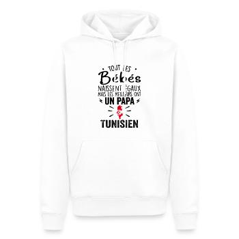 Bébés égaux meilleurs ont un papa Tunisien - Sweat à capuche Premium bio Homme - blanc - Devant - Nico (187cm)