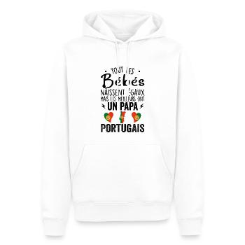 Bébés égaux meilleurs ont un papa Portugais - Sweat à capuche Premium bio Homme - blanc - Devant - Nico (187cm)