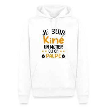 Cadeau Je suis Kiné Humour Citation - Sweat à capuche Premium bio Homme - blanc - Devant - Nico (187cm)