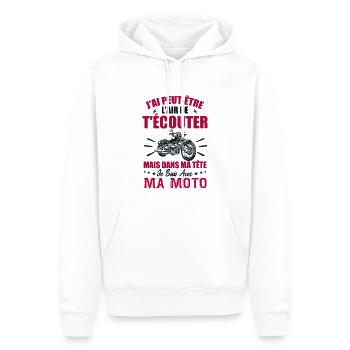 In My Head I Ride Motorcycle - Biker Gift - Men’s Premium Organic Hoodie - white - Front - Nico (187cm)