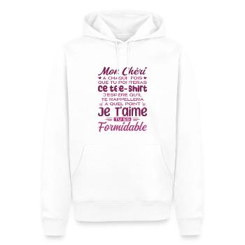 Mein Liebling, ich liebe dich, du bist großartig - Männer Premium Bio Hoodie - Weiß - Vorne - Nico (187cm)