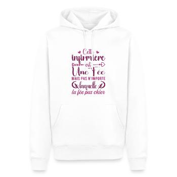 Humour Infirmière | Cette Infirmière Est Une Fée - Sweat à capuche Premium bio Homme - blanc - Devant - Nico (187cm)