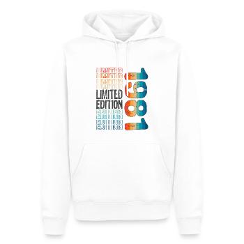 Edition limitée depuis 1981 Anniversaire Millésime 1981 - Sweat à capuche Premium bio Homme - blanc - Devant - Nico (187cm)