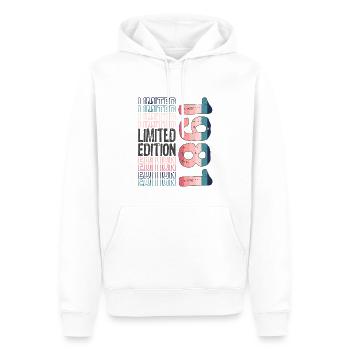 Edition limitée depuis 1981 Anniversaire Millésime 1981 - Sweat à capuche Premium bio Homme - blanc - Devant - Nico (187cm)