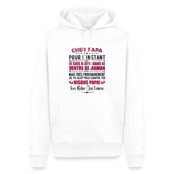 Originelle Schwangerschaftsanzeige für werdende Väter - Männer Premium Bio Hoodie - Weiß - Vorne - Nico (187cm)