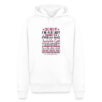 Sorry I'm Already Taken By A Freaking Awesome Girl - Sweat à capuche Premium bio Homme - blanc - Devant - Nico (187cm)