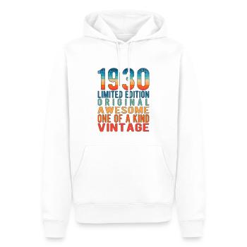 Édition limitée depuis 1930 anniversaire Vintage des années 1930 - Sweat à capuche Premium bio Homme - blanc - Devant - Nico (187cm)