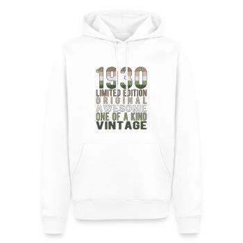 Édition limitée depuis 1930 anniversaire Vintage des années 1930 - Sweat à capuche Premium bio Homme - blanc - Devant - Nico (187cm)