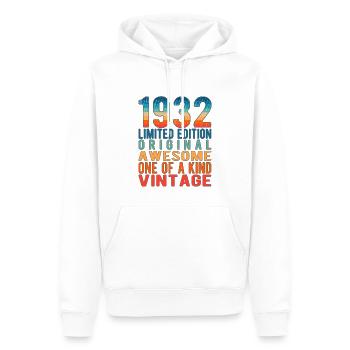 Edition limitée depuis 1932 Anniversaire Millésime 1932 - Sweat à capuche Premium bio Homme - blanc - Devant - Nico (187cm)