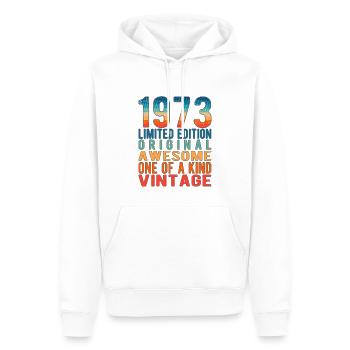Edition limitée depuis 1973 Anniversaire Millésime 1973 - Sweat à capuche Premium bio Homme - blanc - Devant - Nico (187cm)