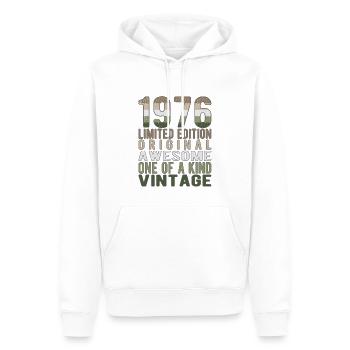 Edition limitée depuis 1976 Anniversaire Millésime 1976 - Sweat à capuche Premium bio Homme - blanc - Devant - Nico (187cm)