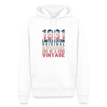 Edition limitée depuis 1991 Anniversaire Millésime 1991 - Sweat à capuche Premium bio Homme - blanc - Devant - Nico (187cm)