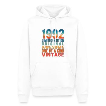 Edition Limitée Depuis 1992 Anniversaire Millésime 1992 - Sweat à capuche Premium bio Homme - blanc - Devant - Nico (187cm)