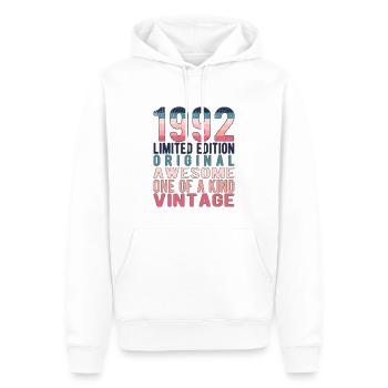 Edition Limitée Depuis 1992 Anniversaire Millésime 1992 - Sweat à capuche Premium bio Homme - blanc - Devant - Nico (187cm)