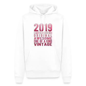 Edition limitée depuis 2019 Anniversaire Millésime 2019 - Sweat à capuche Premium bio Homme - blanc - Devant - Nico (187cm)