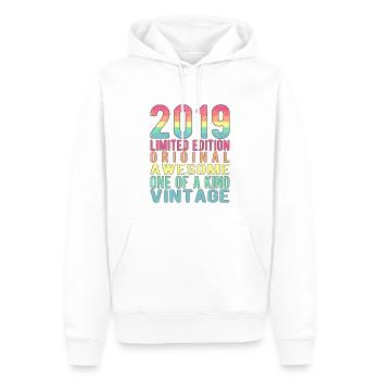 Edition limitée depuis 2019 Anniversaire Millésime 2019 - Sweat à capuche Premium bio Homme - blanc - Devant - Nico (187cm)