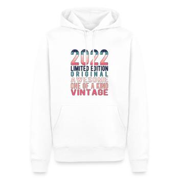 Edition limitée depuis 2022 Anniversaire Millésime 2022 - Sweat à capuche Premium bio Homme - blanc - Devant - Nico (187cm)