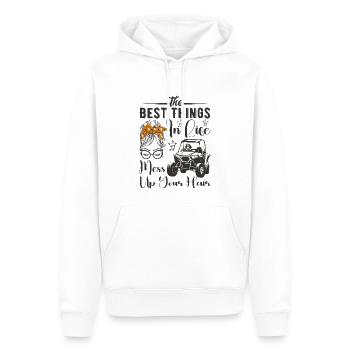 Die besten Dinge im Leben bringen Ihre Haare durcheinander - UTV - Männer Premium Bio Hoodie - Weiß - Vorne - Nico (187cm)