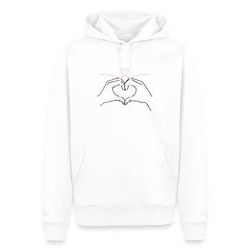 Heartfelt Hands - Men’s Premium Organic Hoodie - white - Front - Nico (187cm)
