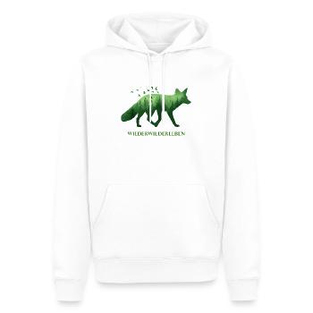 Fuchs - WiederWilderLeben - Männer Premium Bio Hoodie - Weiß - Vorne - Nico (187cm)