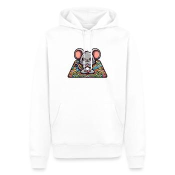 La souris de yoga mignonne - Sweat à capuche Premium bio Homme - blanc - Devant - Nico (187cm)