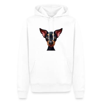 Charmantes Dobermann-Porträt - Männer Premium Bio Hoodie - Weiß - Vorne - Nico (187cm)