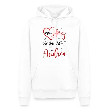 Mein Herz schlägt für Andrea - Männer Premium Bio Hoodie - Weiß - Vorne - Nico (187cm)