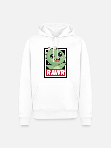 Rawr Dinosaurier - Männer Premium Bio Hoodie - Weiß