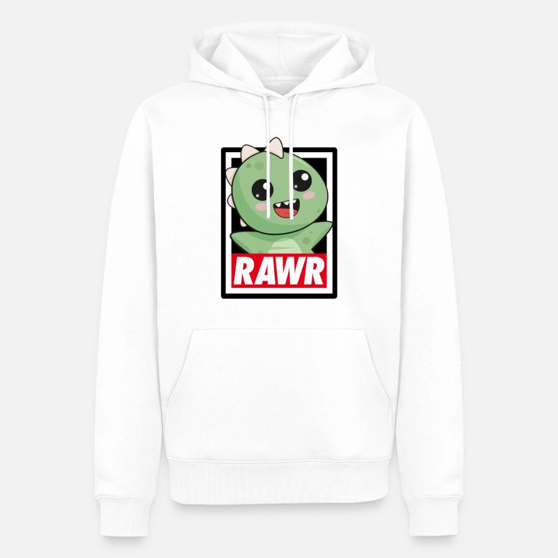 Dinosaure Rawr - Sweat à capuche Premium bio Homme - blanc