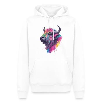 Büffel Wasserbüffel Afrika Savanne Bunt Kunst - Männer Premium Bio Hoodie - Weiß - Vorne - Nico (187cm)