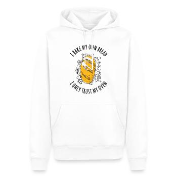Ich backe mein Brot - Ich vertraue nur meinem Ofen - Männer Premium Bio Hoodie - Weiß - Vorne - Nico (187cm)